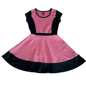 AVIVA GIRLS CUTE ORANGE AND BLACK SKATER STYLE DRESS SIZE 7/8